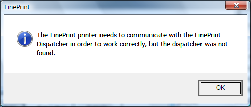 FinePrint 5 でのエラーの詳細ダイアログ