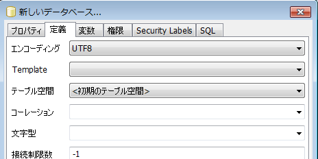 データベースの作成(定義)