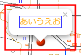 結果例）文字列 あいうえお を、フォントサイズを 16px、色をオレンジ、文字を囲む枠を青い 1px の幅の実線で指定